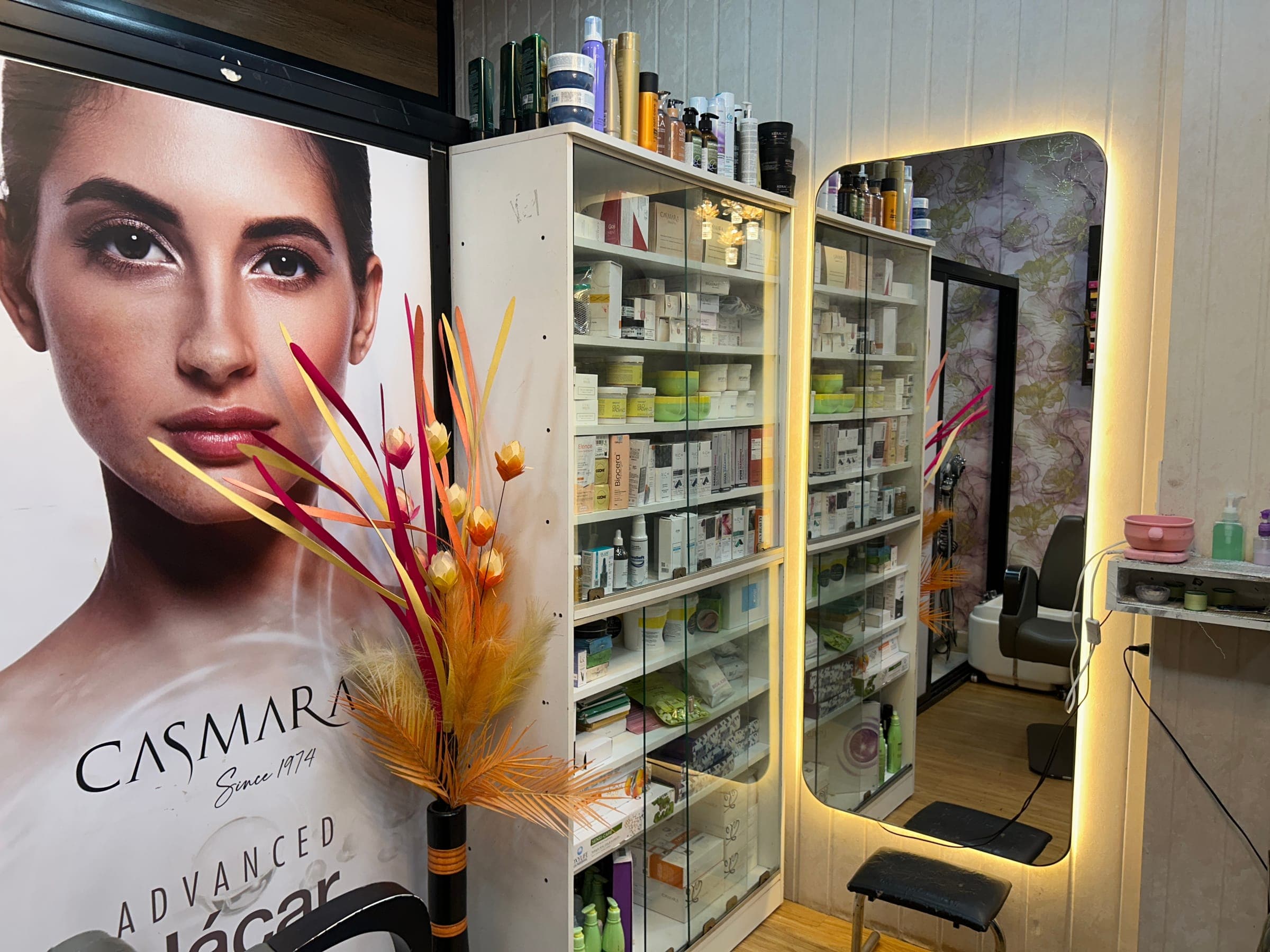 Premium skincare product wall
